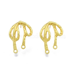 Rack Plating Brass Stud Earring Findings, with Horizontal Loops, Nickel Free, Bowknot, Matte Gold Color, 18x16.5mm, Pin: 0.8mm