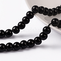 1 Strand Black Crystal Glass Round Beads Strands, 6mm, Hole: 1mm, about 69pcs/strand, 16.1inch
