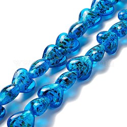 Handgemachte Murano Glas Perlen Stränge, Herz, Verdeck blau, 15.5~16.5x15.5~16x8~9.5 mm, Bohrung: 1.2 mm, ca. 28 Stk. / Strang, 15.35 Zoll (39 cm)