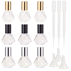 DIY Perfume Bottle Kits, with Glass Essential Oil Empty Perfume Bottle, Plastic Funnel Hopper & Dropper, Mixed Color, Bottles Capacity: about 8ml, 9pcs/set