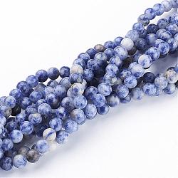 Cuentas de piedras preciosas, jaspe azul natural, redondo, azul aciano, 6mm, agujero: 0.8 mm, aproximamente 59 pcs / cadena, 15 pulgada