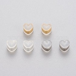 Dadi auricolari in plastica ecologica, schienali orecchino, con 304 scoperte in acciaio inox, cuore, rosso, colore misto, 5.5x6x5~5.5mm, Foro: 1.2~1.4 mm