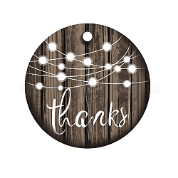 Фарфора ручной работы подвески, плоский круглый со словом благодарности, деревесиные, 75x2 мм