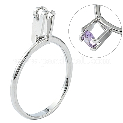 Risultati dell'anello del polsino in lega di zinco, portapietre ad anello a molla, impostazioni dell'anello per strass, platino, diametro interno: 18.5~19mm, supporto: 10x4mm