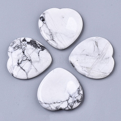 Natural Howlite Thumb Worry Stone, Pocket Palm Stones, for Healing Reiki Stress Relief, Heart Shape, 39~40x39~40x5~6mm