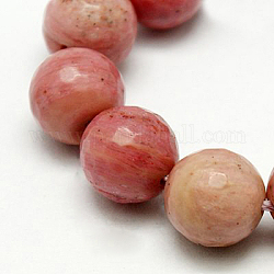 Natural Rhodonite Beads Strands, Grade A, Faceted, Round, 6mm, Hole: 1mm, about 62pcs/strand, 15.5 inch