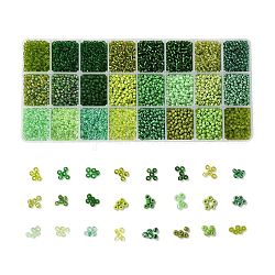 Série verte 600g 24 couleurs perles de rocaille en verre, ronde, couleur mixte, 8/0, 3~4x2~3mm, Trou: 0.8~1mm, 25 g / couleur