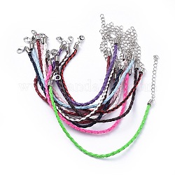 Trendy Braided Imitation Leather Bracelet Making, with Iron Lobster Claw Clasps and End Chains, Mixed Color, 200x3mm