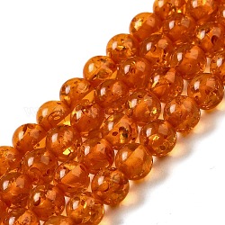 Brins de perles d'ambre imitation résine, ronde, corail, 6mm, Trou: 0.7mm, Environ 64~65 pcs/chapelet, 16.14'' (41~41.5 cm)