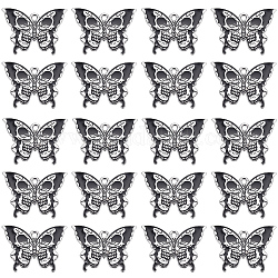 SUNNYCLUE Halloween Alloy Enamel Pendants, Butterfly with Skull Charm, Platinum, Black, 20x27.5x1mm, Hole: 1.8mm, 20pcs/box
