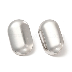 Clous d'oreilles en 304 acier inoxydable, avec boucles verticales, ovale, couleur inoxydable, 23.5x14mm, Trou: 4mm, pin: 0.8 mm