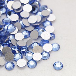 Vidrio de espalda plana Diamante de imitación, Grado A, espalda plateada, facetados, semicírculo, zafiro luz, 3.8~4mm, aproximamente 1440 unidades / bolsa