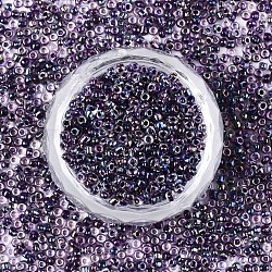 8/0 Glass Seed Beads, Inside Colours, Round Hole, Round, Transparent Colours Rainbow, Black, 8/0, 3~4x2~3mm, Hole: 0.8mm, about 3333pcs/100g