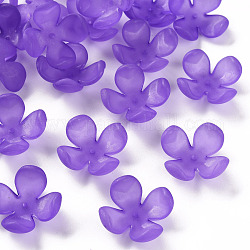 Protezioni tallone acrilico smerigliato, 4 -petal, fiore, blu viola, 27x27x11mm, Foro: 1.8 mm, circa 276pcs/500g