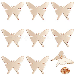 10 Sets Alloy Butterfly Lapel Pin Brooch, Badge for Backpack Clothes, Light Gold, 21.5x28x4mm