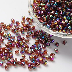 Perles acryliques transparentes écologiques plaquées couleur bicône ab, selle marron, 4x4mm, Trou: 1mm, environ 16600 pcs/500 g