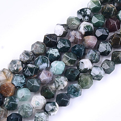 Natürliche Achat Perlen Stränge, facettiert, sternförmige runde Perlen, Farbig, 9~10x9~10x9~10 mm, Bohrung: 1 mm, ca. 37 Stk. / Strang, 14.5 Zoll