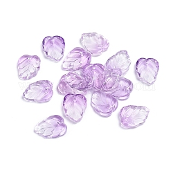 Two-Tone Transparent Glass Charms, Leaf, Lilac, 13.5x10.5x3.5mm, Hole: 1.2mm