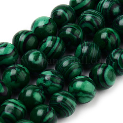 Chapelets de perles en malachite synthétique, ronde, 8~8.5mm, Trou: 1mm, Environ 47 pcs/chapelet, 15.5 pouce
