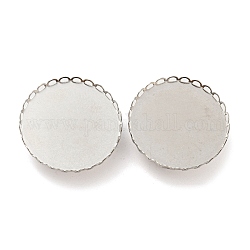 304 Stainless Steel Brooch Base Settings, Round, Stainless Steel Color, 31x2.5mm, Tray: 30.5mm
