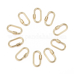 Латунные брелоки с карабином, для изготовления ожерелий, овальные, золотые, 25.5x14x2 мм, Винт: 6.5x4.5 мм