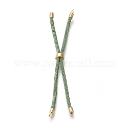Nylon Twisted Cord Bracelet Making, Slider Bracelet Making, with Eco-Friendly Brass Findings, Round, Golden, Dark Sea Green, 8.66~9.06 inch(22~23cm), Hole: 2.8mm, Single Chain Length: about 4.33~4.53 inch(11~11.5cm)