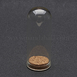 Couvercle cloche en verre, cloche, avec base en liège, pour conteneur de maison de poupée, décoration d'affichage de fleurs séchées, clair, 71.5x28mm