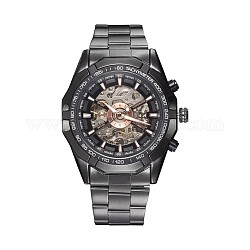 Tête de montre en alliage montres mécaniques, avec bracelet en acier inoxydable, gunmetal, 220x20mm, cadran montre: 54x51x15 mm, boitier montre: 35 mm