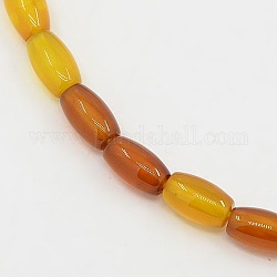 Natural Striped Agate/Banded Agate Beads Strands, Barrel, Dyed & Heated, 10x6mm, Hole: 1mm, about 38pcs/strand, 15.35inch