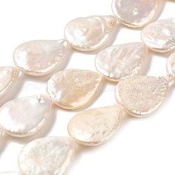 Hebras de perlas keshi de perlas barrocas naturales, perla cultivada de agua dulce, lágrima, grado 5a+, encaje antiguo, 18x14x3.5~4mm, agujero: 0.4 mm, aproximamente 22 pcs / cadena, 15.39'' (39.1 cm)