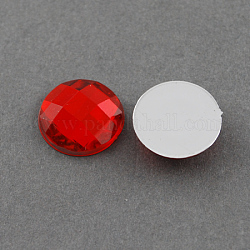 Acrílico diamante de imitación cabujones, espalda plana, facetados, semicírculo, rojo, 25x8mm, aproximamente 100 unidades / bolsa