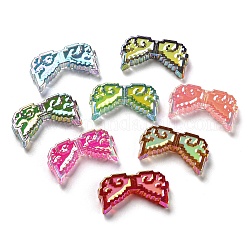 Perlas de acrílico transparentes con recubrimiento uv, con esmalte, iridiscente, ala, color mezclado, 19x35x7mm, agujero: 2.5 mm
