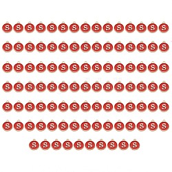 Breloques en alliage d'émail plaqué or, paillettes émaillées, plat rond, rouge, letter.s, 14x12x2mm, Trou: 1.5mm, 100 pcs / boîte
