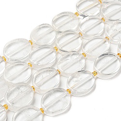 Chapelets de perles en cristal de quartz naturel, perles de cristal de roche avec perles de rocaille, Ovale Plat, 18x14~14.5x5~6mm, Trou: 1.2mm, Environ 18 pcs/chapelet, 15.20~15.28 pouce (38.6~38.8 cm)