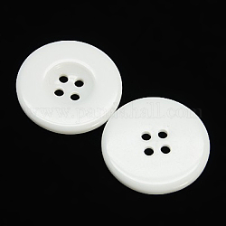 Botones de resina, teñido, plano y redondo, blanco, 20x3mm