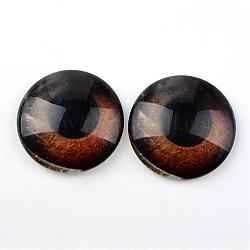 Glass Cabochons for DIY Projects, Half Round/Dome with Dragon Eye Pattern, Coconut Brown, 10x3.5mm