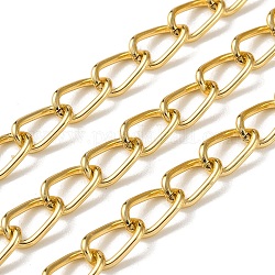 Оксидированные алюминиевые бордюрные цепи, несварные, с катушкой, золотые, 12x8x1.5 мм, около 164.04 фута (50 м) / рулон