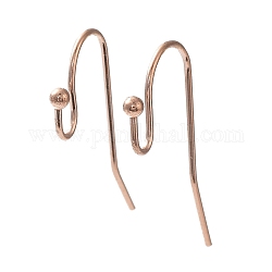 Revestimiento iónico (ip) 316 ganchos para pendientes de acero inoxidable, cable de oreja, oro rosa, 21x12x2mm, 20 calibre, pin: 0.8 mm
