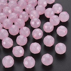 Perles en acrylique de gelée d'imitation, facette, ronde, rose, 12x11.5mm, Trou: 1.8mm, environ 560 pcs/500 g