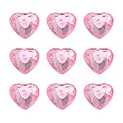 Cabochon strass acrilico di taiwan, schiena piatta& sfacettato, cuore, perla rosa, 16x16x3mm