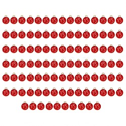 Pendentifs d'émail en alliage, plat rond avec constellation, or clair, rouge, Capricorne, 15x12x2mm, Trou: 1.5mm, 100 pcs / boîte