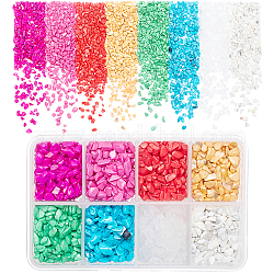 200g 8 Farben synthetische türkisfarbene Edelsteinperlen, keine Lochkorne, gefärbt, Chip, Mischfarbe, 1~15x1~15x0.5~5 mm, 25 g / Farbe