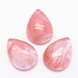 Cabochons en verre de pierre de pastèque, larme, 25x18x7mm