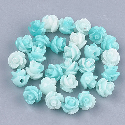 Perles de corail synthétiques, teinte, fleur, turquoise pale, 6~7x6~7mm, Trou: 1.2mm