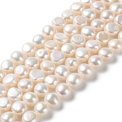 Fili di perle di perle d'acqua dolce coltivate naturali, due lati lucido, grado 6a+, papayawhip, 9~12x7~8.5mm, Foro: 0.6 mm, circa 38pcs/filo, 14.57~14.76 pollice (37~37.5 cm)