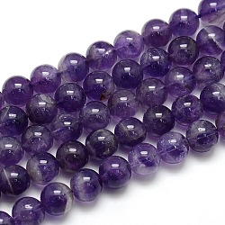 Natürlichen Amethyst runde Perle Stränge, Klasse ab, 10 mm, Bohrung: 1 mm, ca. 39 Stk. / Strang, 15.74 Zoll