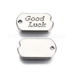 Alloy Charms, Cadmium Free & Nickel Free & Lead Free, Oval with Word Good Luck, Platinum, 15x9x1mm, Hole: 1mm