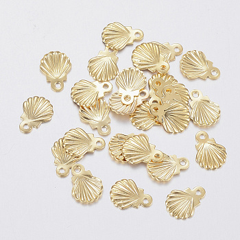 304 Stainless Steel Charms, Shell, Golden, 7.5x5.5x0.8mm, Hole: 0.8mm
