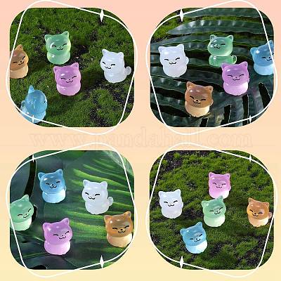 20 Mini Chats En Résine Phosphorescente - 5 Couleurs, 2,5 X 2 Cm, Pour Décoration Jardin, Maison De Poupée, Fête