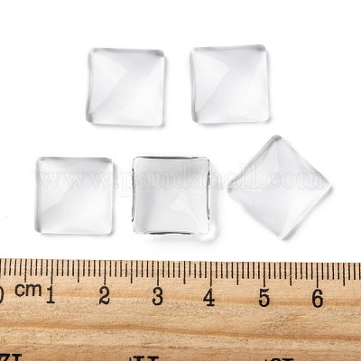 Transparent klares Glas Quadrat Cabochon&nbsp;GGLA-A001-15mm-1